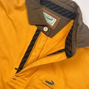Crocodile クロコダイル ハーフジップ ボーダー 長袖 ポロシャツ L/イエロー系 メンズ