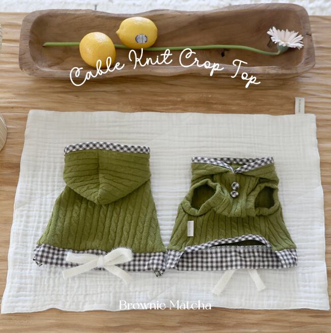 予約【near by us】cable knit crop top (brownie matcha)