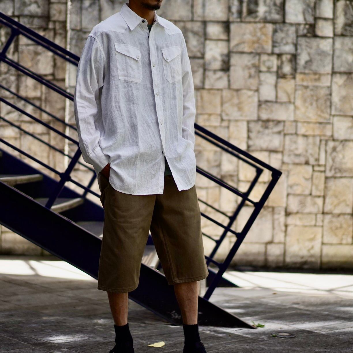 Sanca(サンカ) / Linen Big Cowboy Shirt -WHITE- | Signs powered by BASE