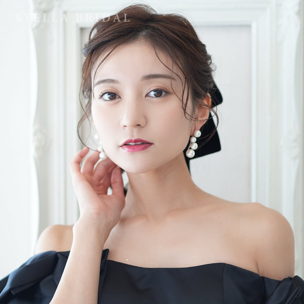 受注生産品】サージカルステンレスとパールのブライダルイヤリング