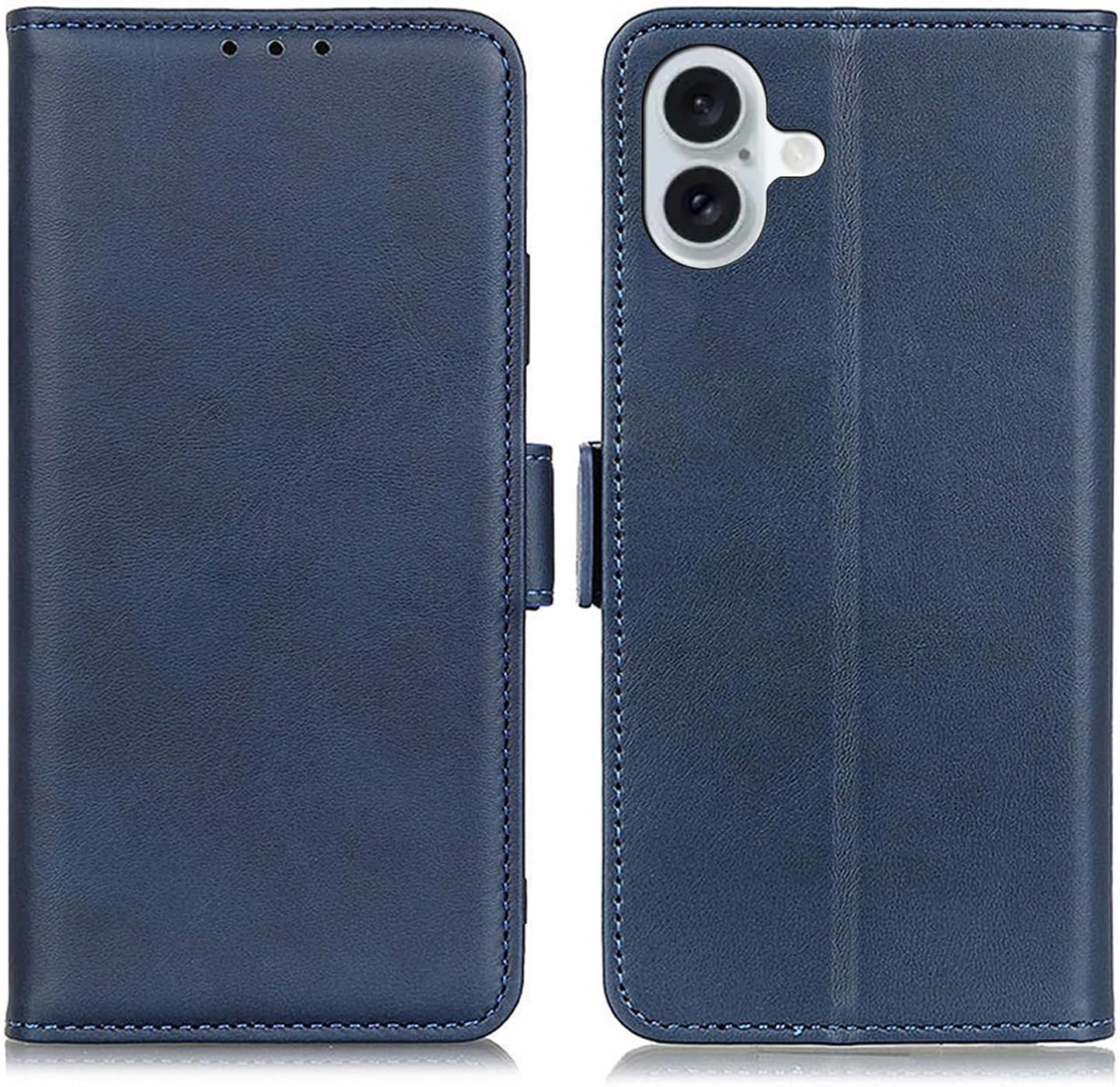 for iPhone 17 ケース 手帳型 アイフォン 17 手帳 ケース 高級PUレザー シンプル手帳ケース 耐摩擦 サイドマグネット式 カード収納 大容量 3枚 横置きスタンド機能 耐衝撃 ブルー