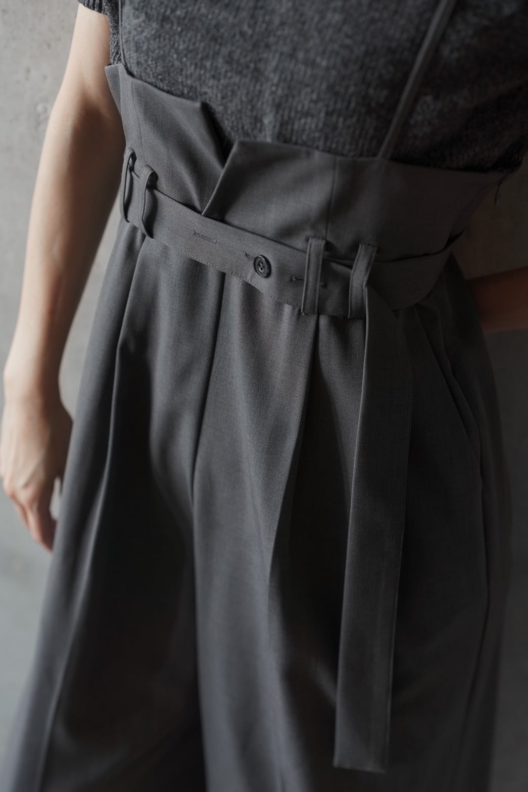 high-waist wide salopette(gray) ご注文から一週間前後で発送予定 