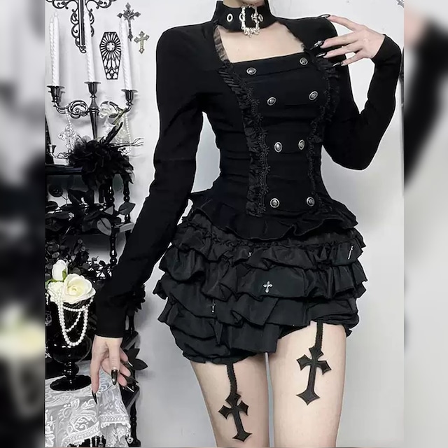 ゴシッククロスティアードフリルセットアップ：スカート