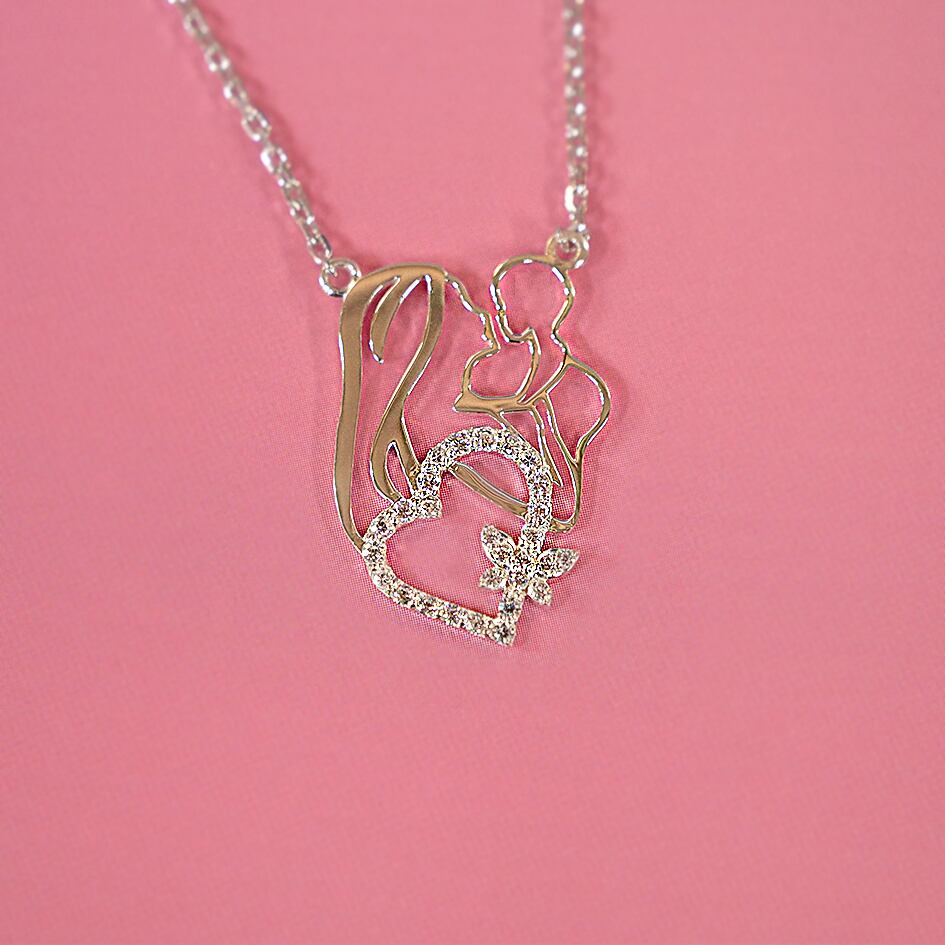 【親子ネックレス】SV925 ネックレス 親子ネックレス ペンダント シルバー SV925 キュービック モアサナイト 天然ダイヤモンド