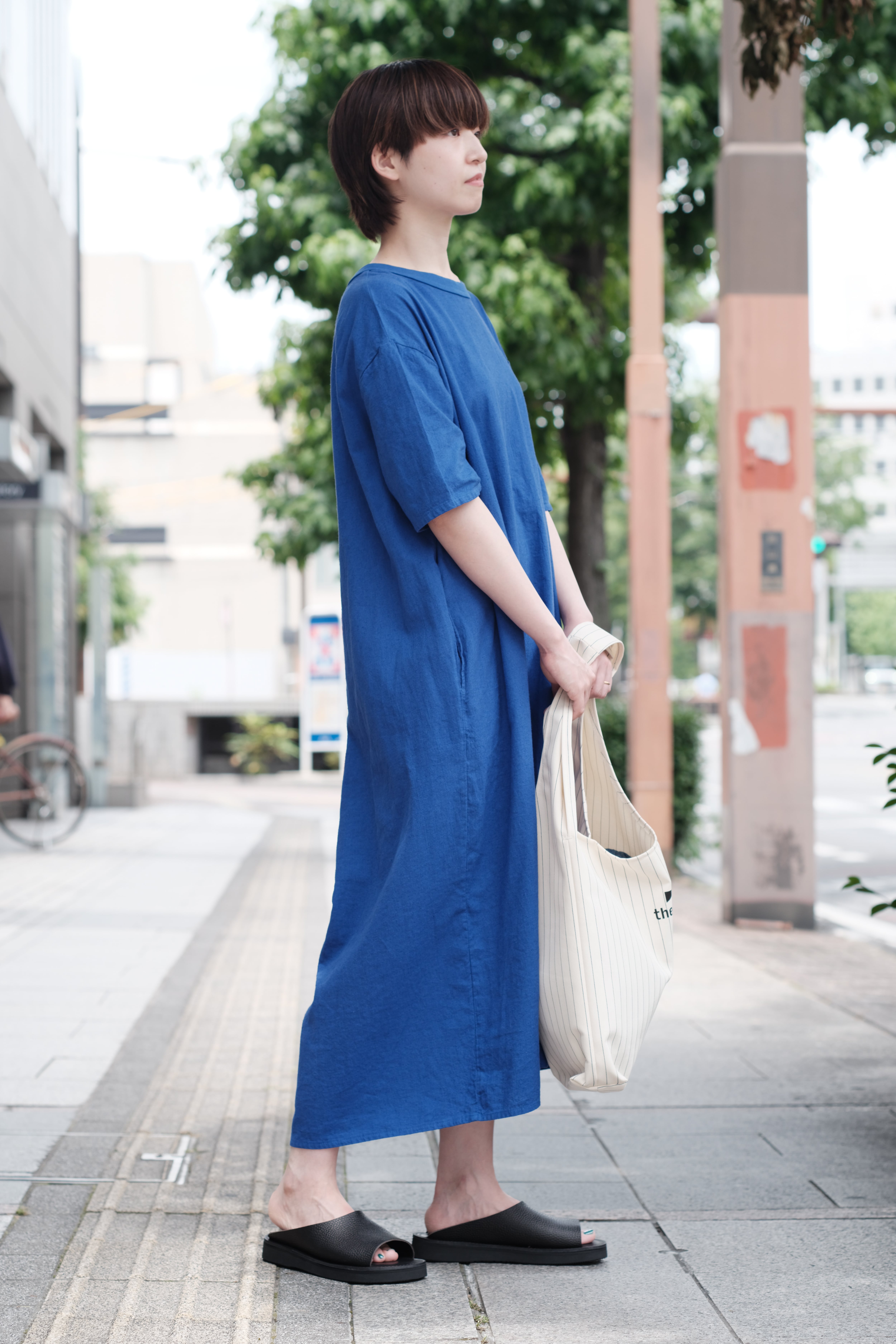maillotバックタック 半袖 カットソーワンピース maillot】linen rich back tuck half sleeve shirt-OP | theater(シアター)
