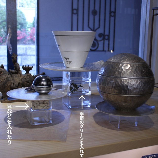 高さを出せるミニ升（大）クリア＆黒　