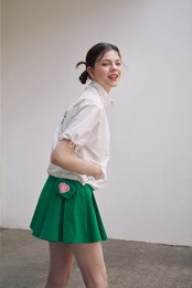 GOXO ゴーエックスオー フォーリングインゴルフ ウーブンボールポケットスカート グリーン