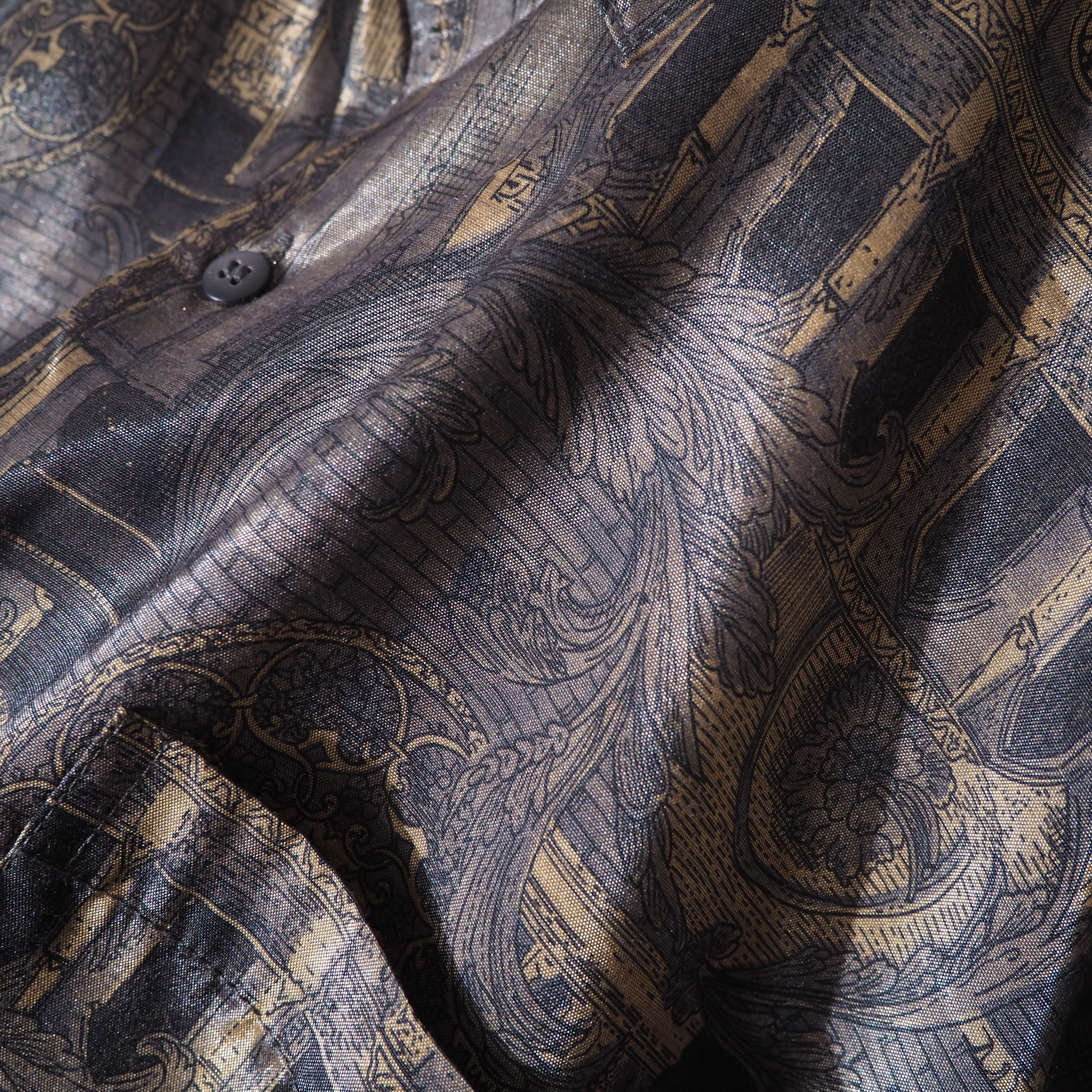 Beautiful Luxury Art Pattern Vintage loose Thai silk shirt