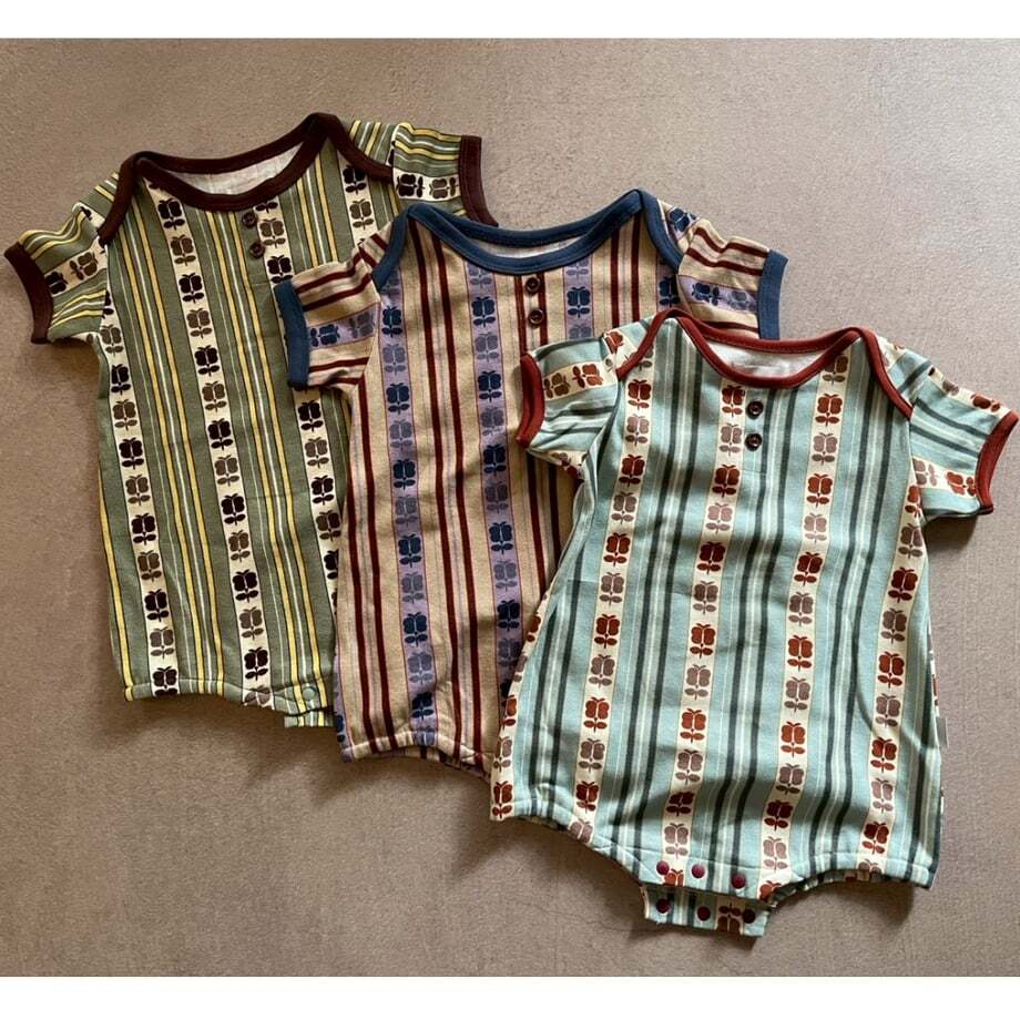 【予約商品】&pal / retro stripe rompers / 3col
