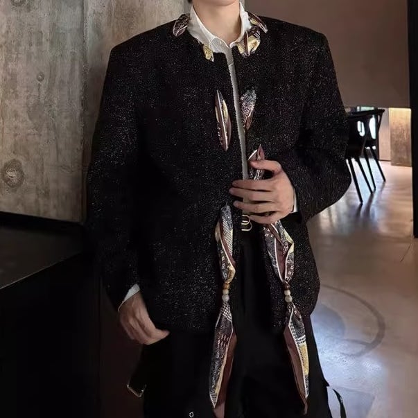 スカーフ装飾ジャカードジャケット 1color MOJ0301