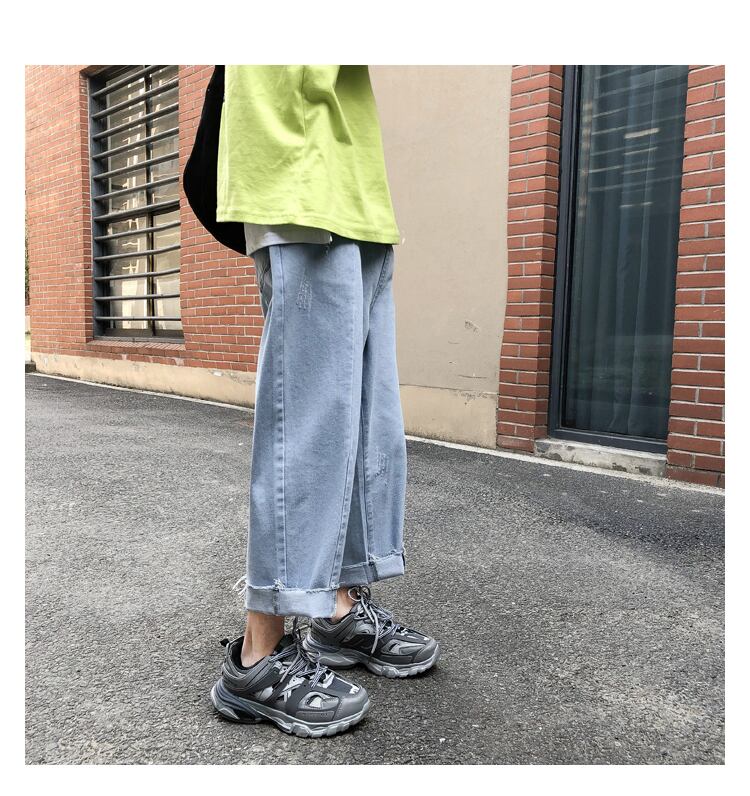 全1色 デニム パンツ ワイド カジュアル 無地 おしゃれ