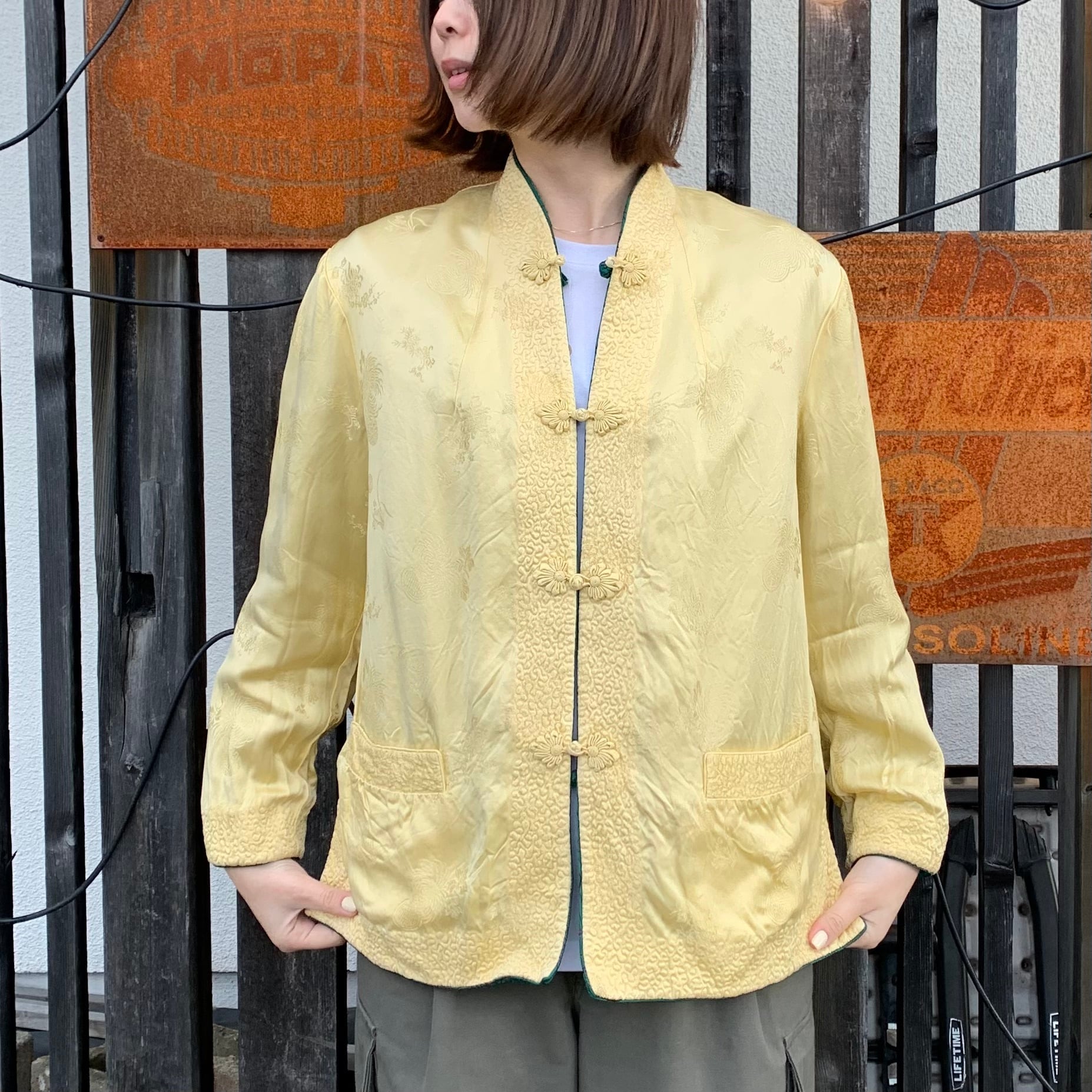 1970's 中国製 Peony Brand 牡丹牌 リバーシブル 総刺繍 チャイナ