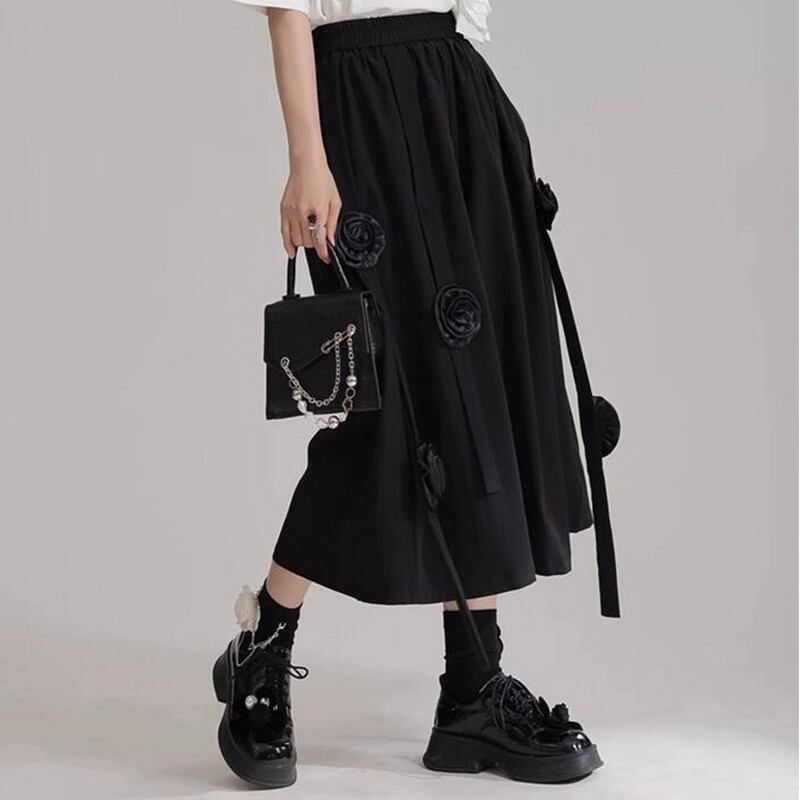 花リボンウエストゴムワイドレッグパンツ A0213