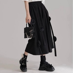 花リボンウエストゴムワイドレッグパンツ A0213