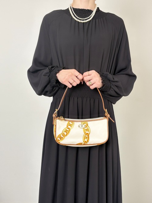 CELINE セリーヌ チェーン ハンドバッグ ホワイト ブラゾン キャンバス vintage ヴィンテージ オールド vzzbsd