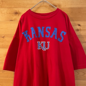 【CHAMPS SPORTS】カレッジ カンザス大学 アーチロゴ Tシャツ KU XL ビッグサイズ US古着 アメリカ古着