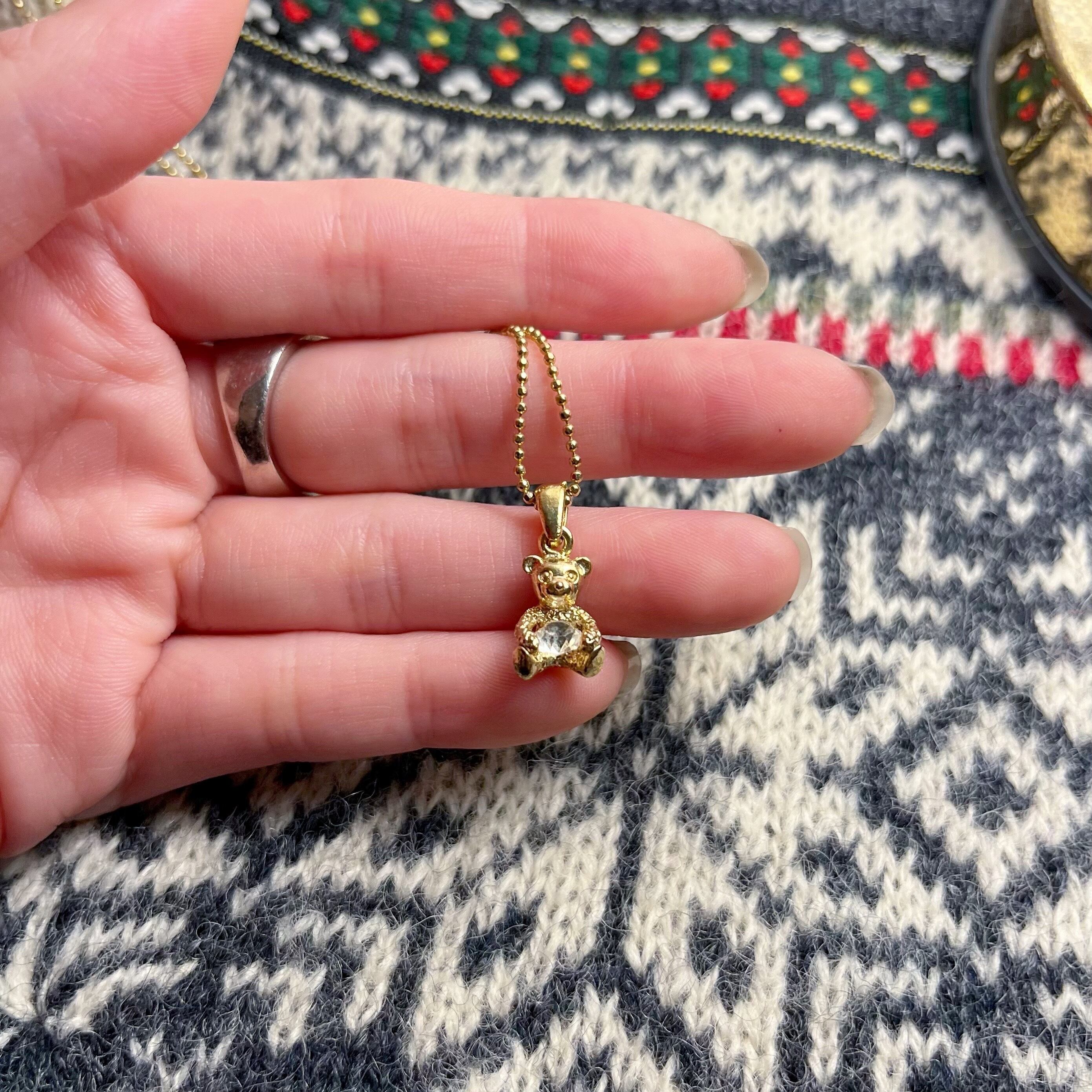 stone bear gold necklace