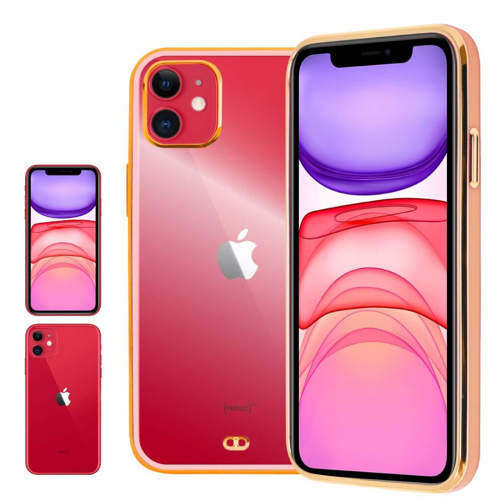 シズカウィル iPhone11 ケース カバー サイドメッキ加工 メッキ2 クリアケース Pink(ピンク色)