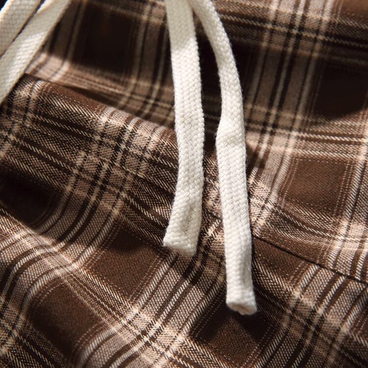 ★CONTRAST PLAID STRAIGHT LEG CASUAL PANTS（unisex)　　　A0795