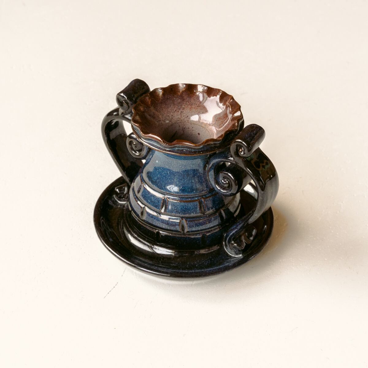 Pottery Frill Candleholder