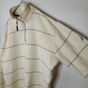ノーティカ　ハーフジップ　スウェット　トレーナー　ボーダー　刺繍　ホワイト　L