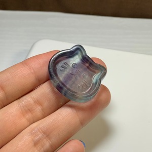 14.可愛い猫顔☆フローライト猫皿