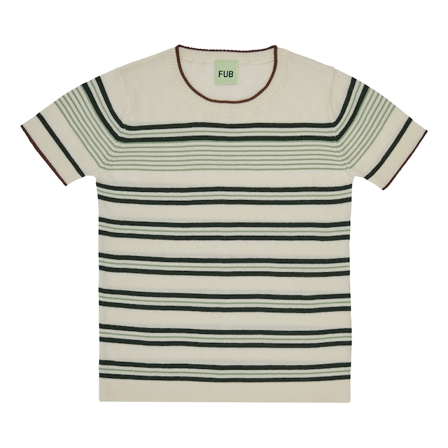 残り1点(80size)FUB / Green Striped T-shirt