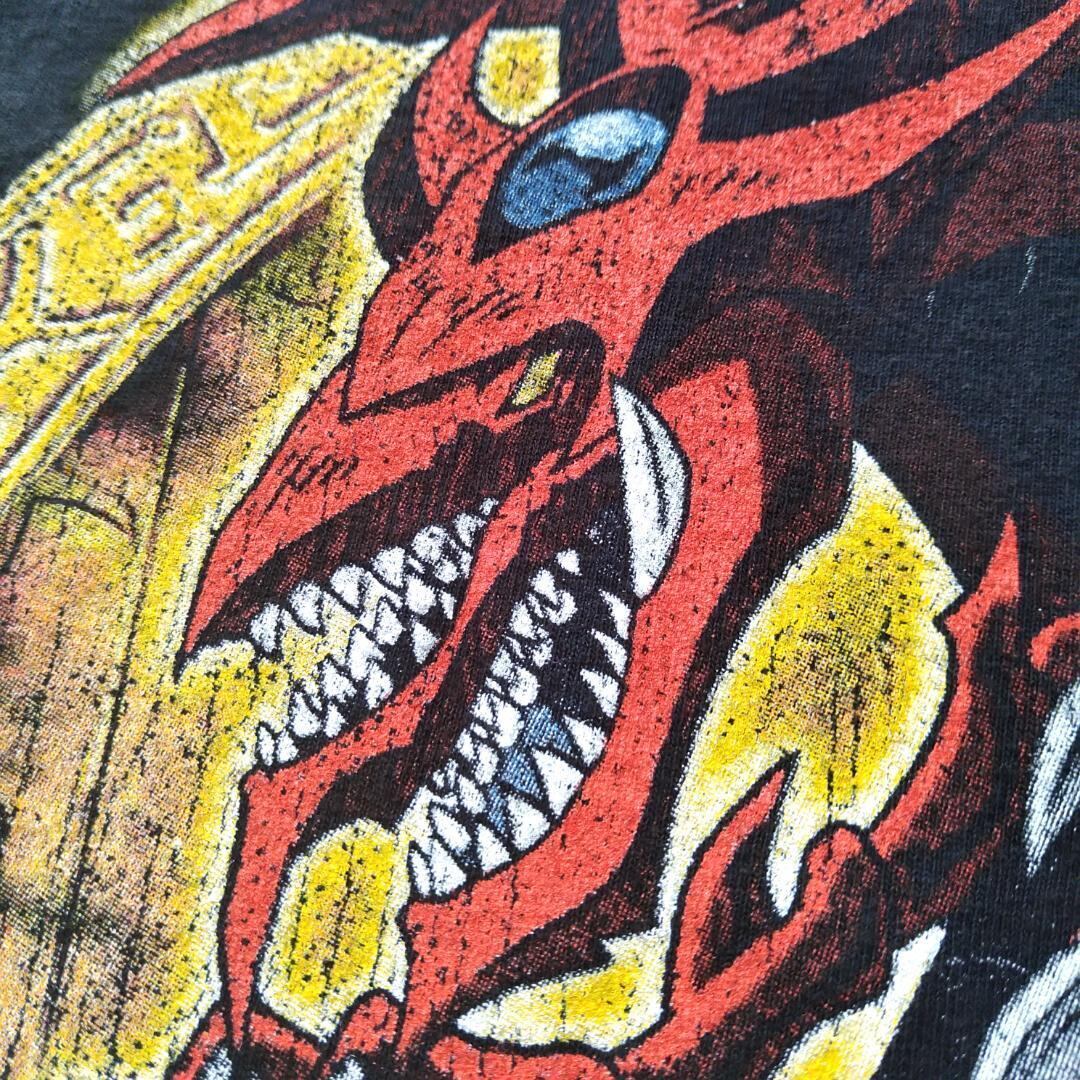 遊☆戯☆王 ヴィンテージ加工Tシャツ L 黒 オシリスの天空竜 アニメT