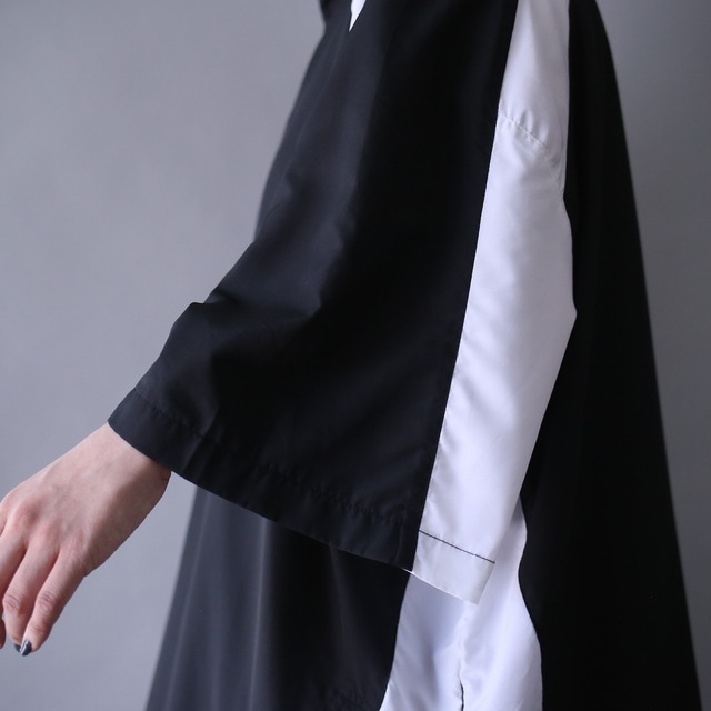 "black×white" good bi-color 2XL over silhouette half-zip h/s pullover