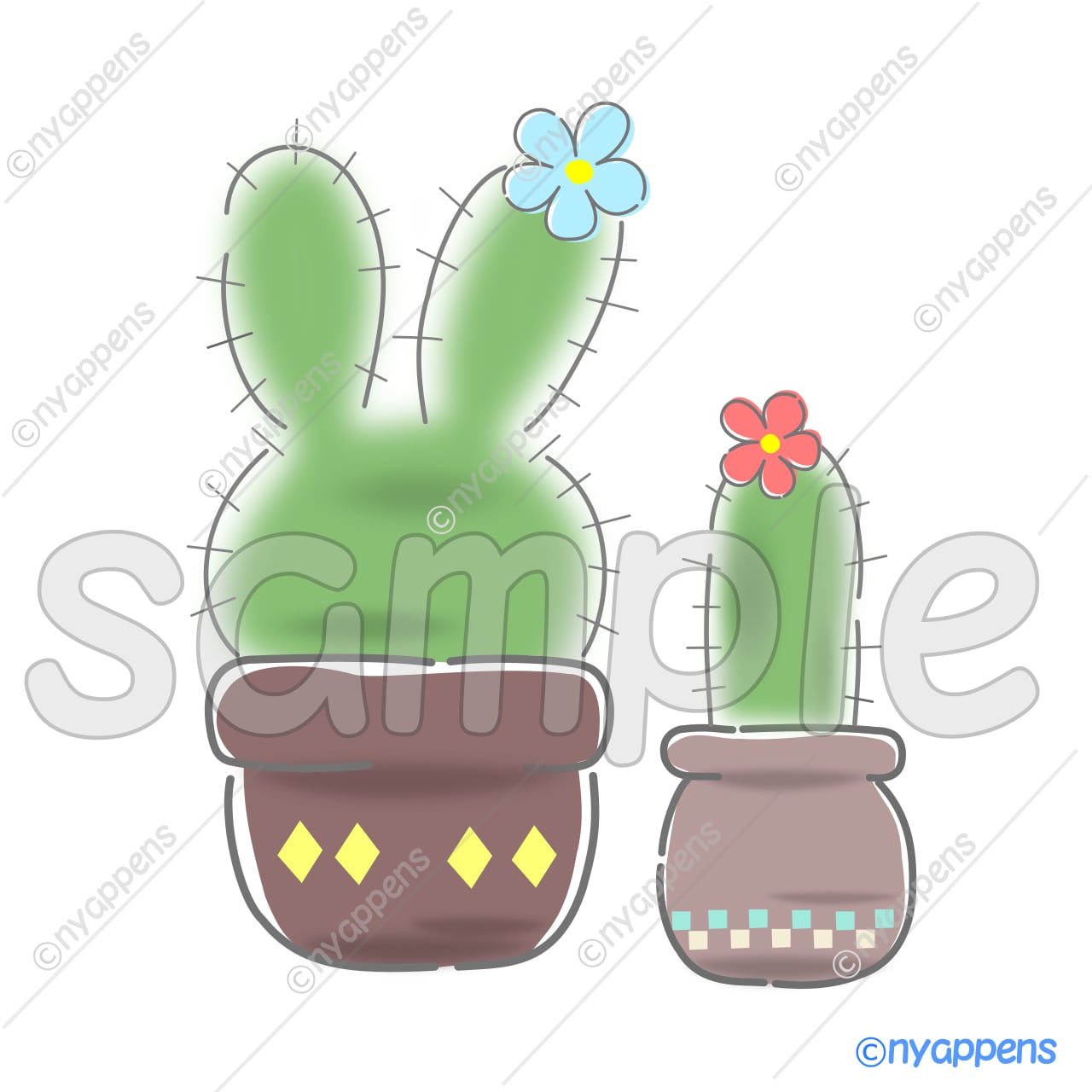 【商用利用OK】かわいい手書き風イラスト<プランター5種セット>SNSや素材に!