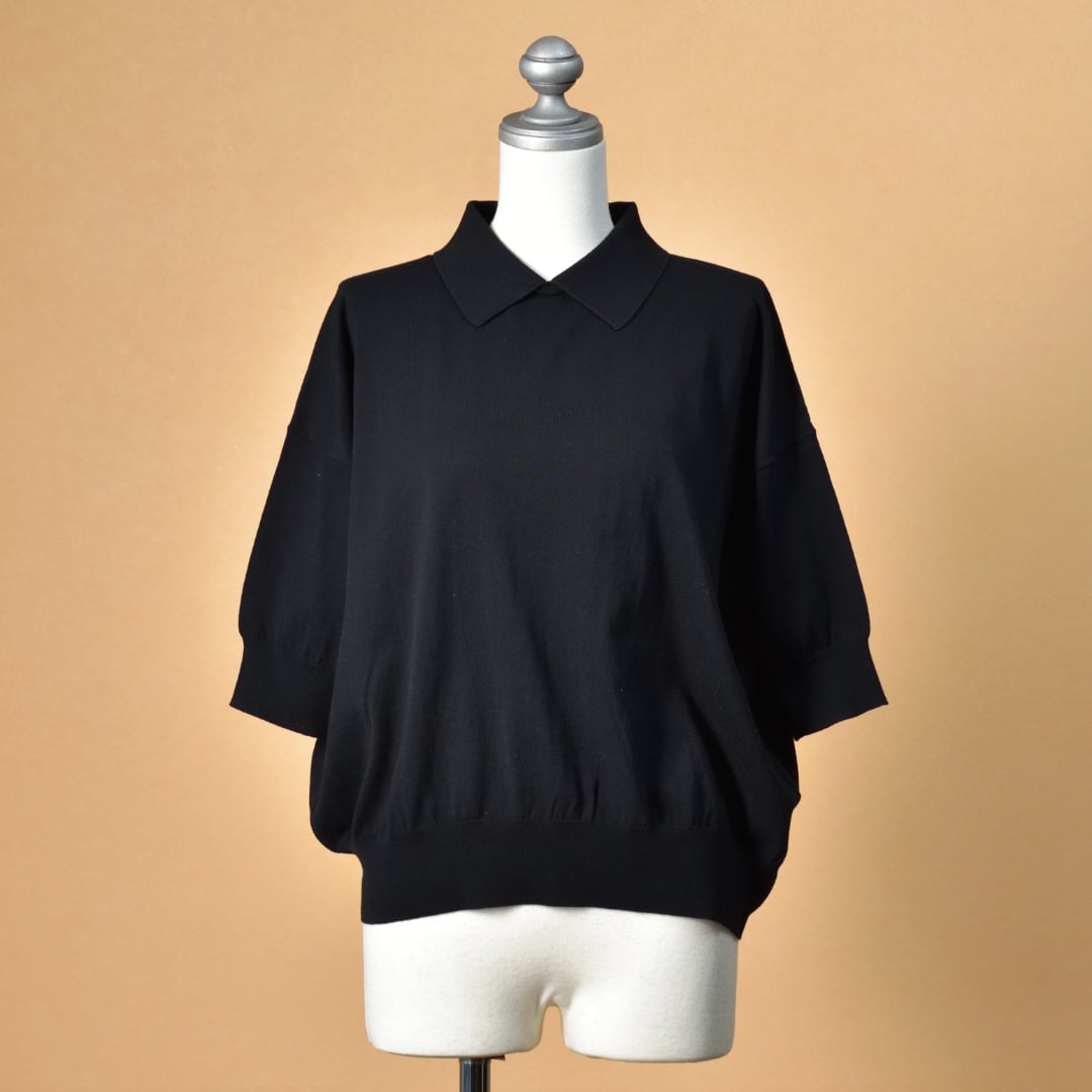 prit プリット ツイストコットン5分袖ワイドスキッパー・クロ【送料無料】