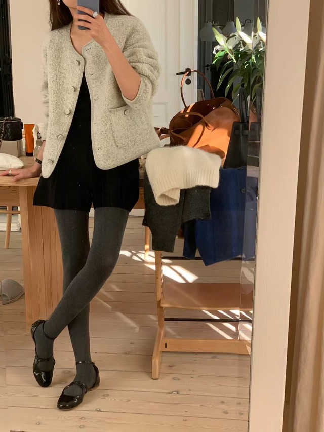 (OUNCE) alpaca boucle tweed jacket /2color