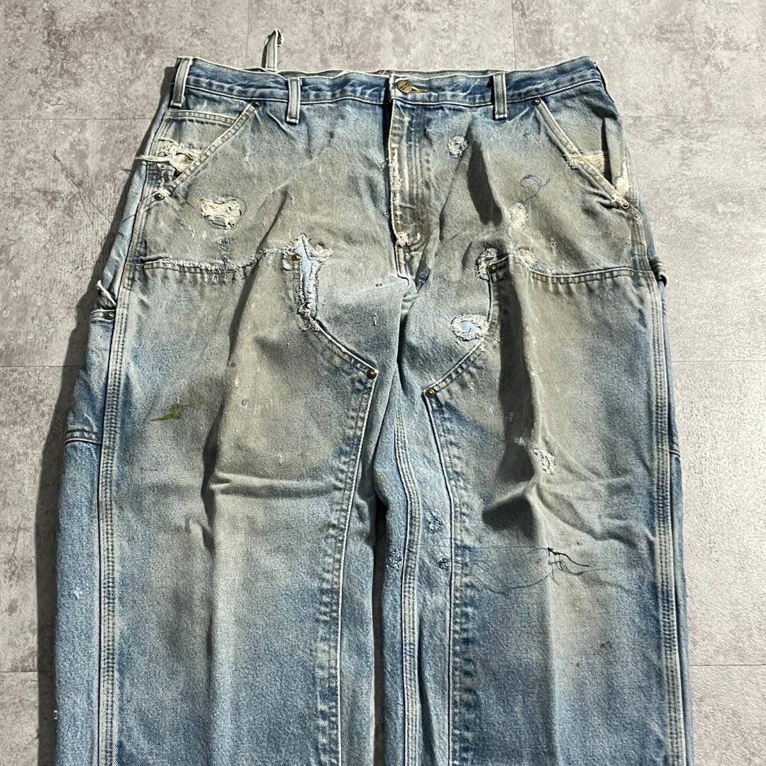 襤褸メキシコ製 デニム ダブルニー Carhartt B73 DST 38×30 | ib2