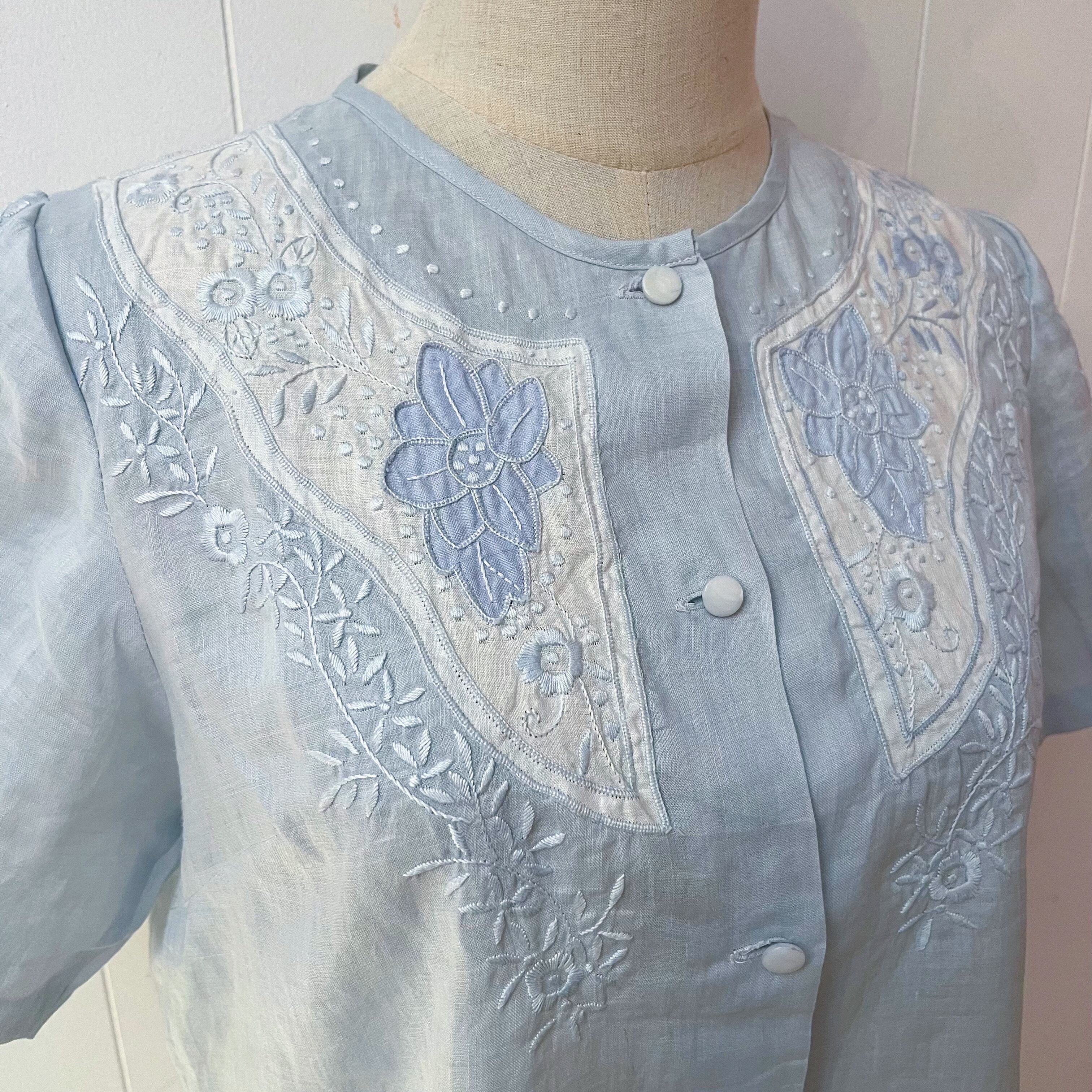 light blue embroidery blouse