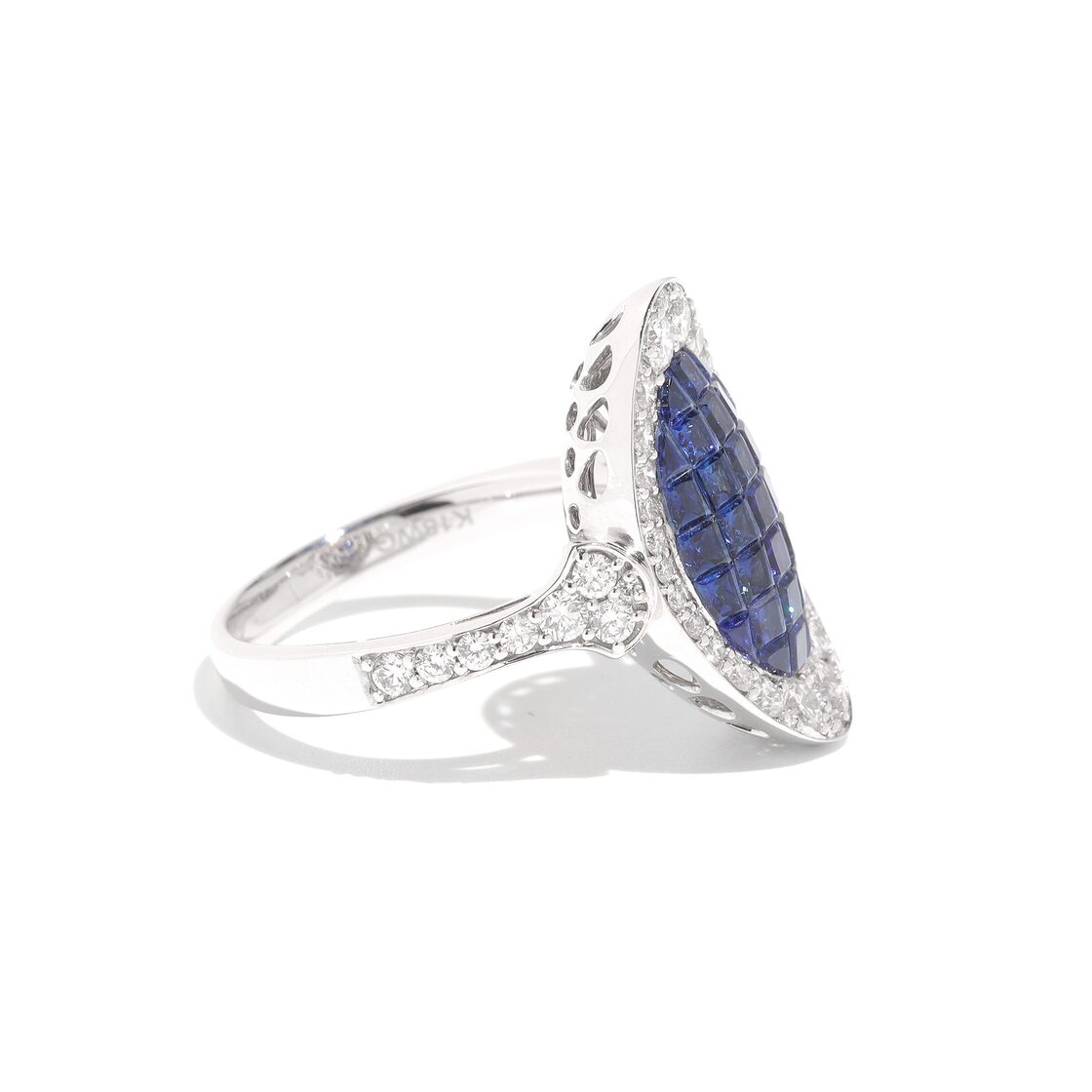 ミステリーセッティング サファイア リング K18(WG) / 2.050ct / DA 