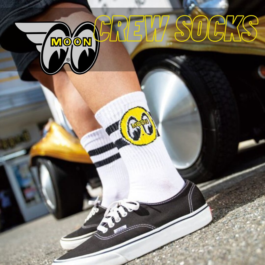 ♧【 MOON / MOONEYES ムーン アイズ 】MOONEYES Mens Eyeball Socks / ムーン アイボールクルーソックス / ホットロッド〚アメリカン雑貨 アメトイ〛