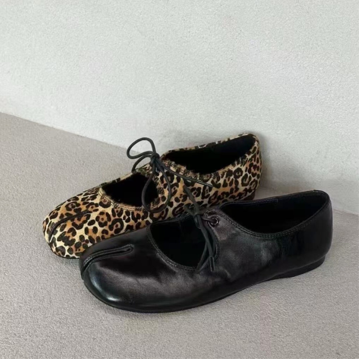 lace up leopard design tabi shoes【2color】 e1721 | emi pallet
