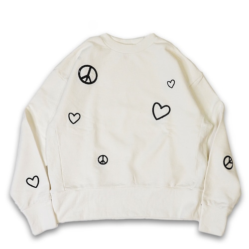 LOVE&PEACE SWEAT SHIRT -WHITE-