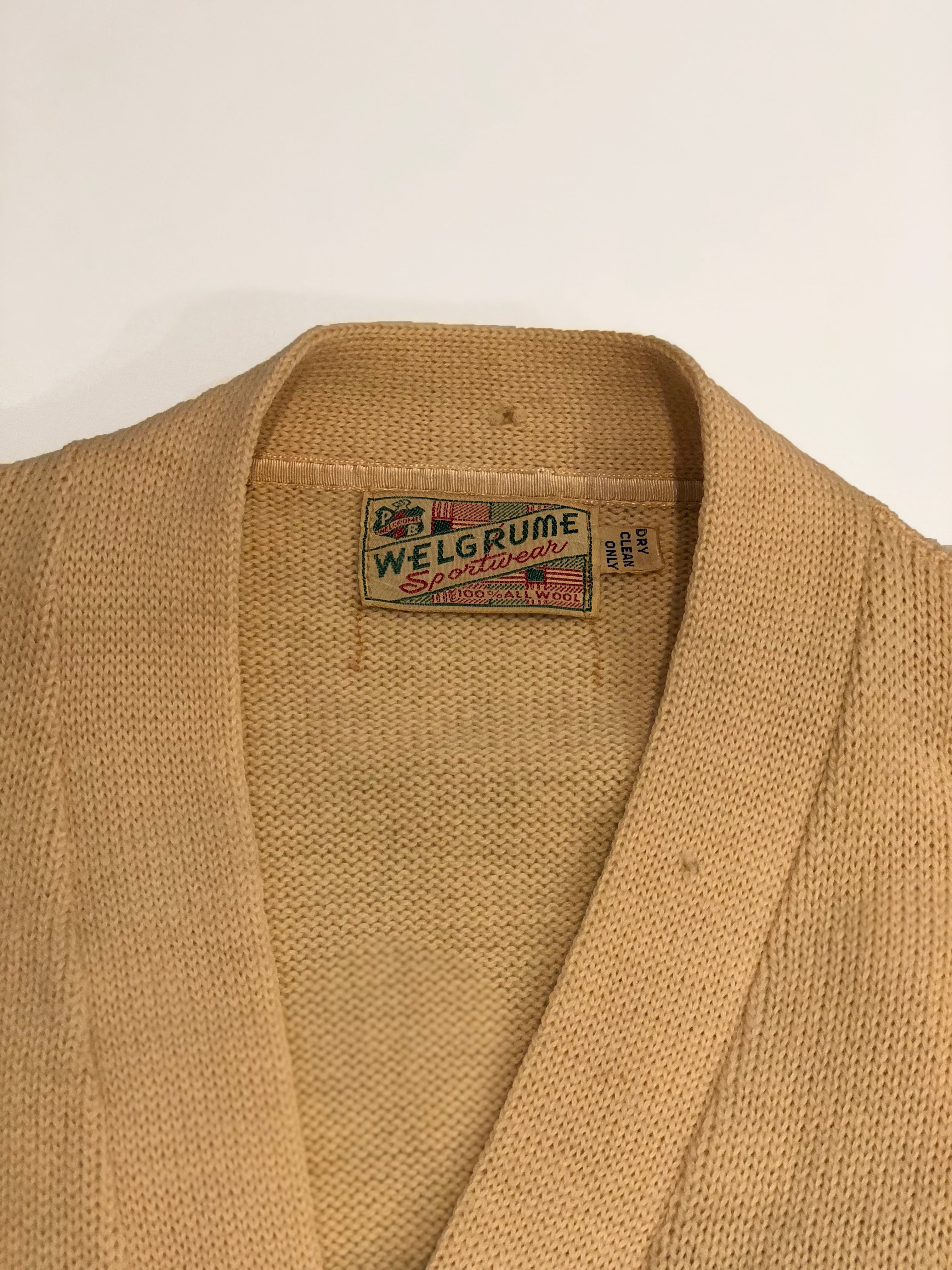 vintage 40~50s WELGRUME SPORTSWEAR WOOL Cardigan