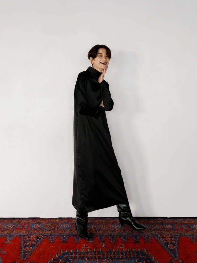 high-neck satin onepiece | Katrin TOKYO