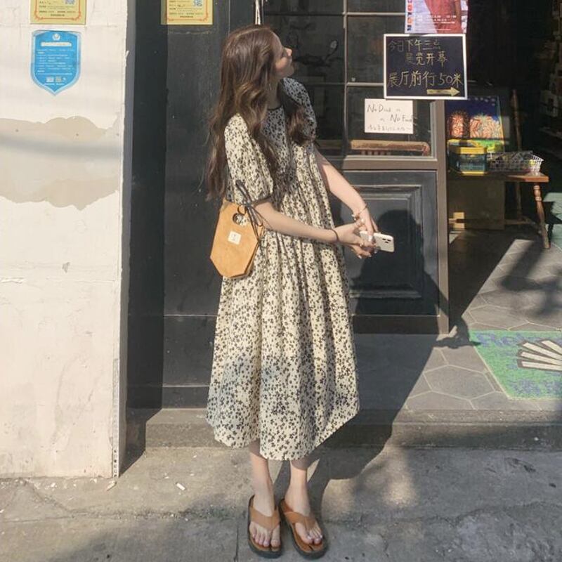 フローラルドレス サマースタイルロングスカート 夏物 花柄 試着室85541188098