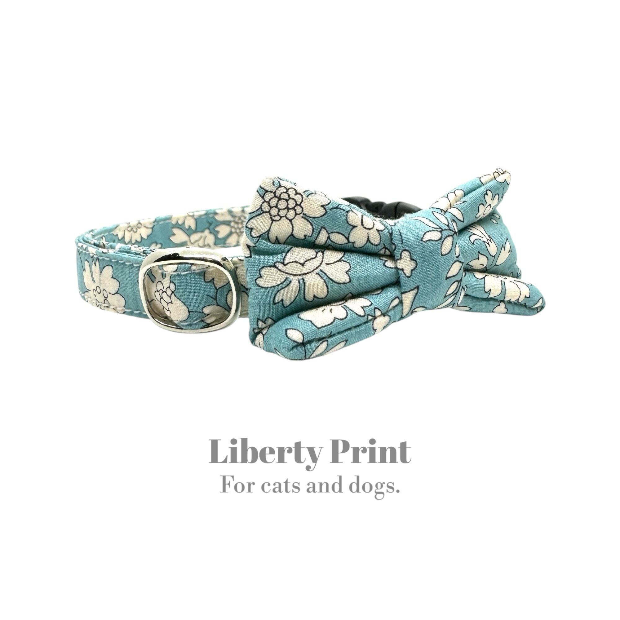 猫 犬 首輪 リバティプリント × Capel リボン クラシックライトブルー