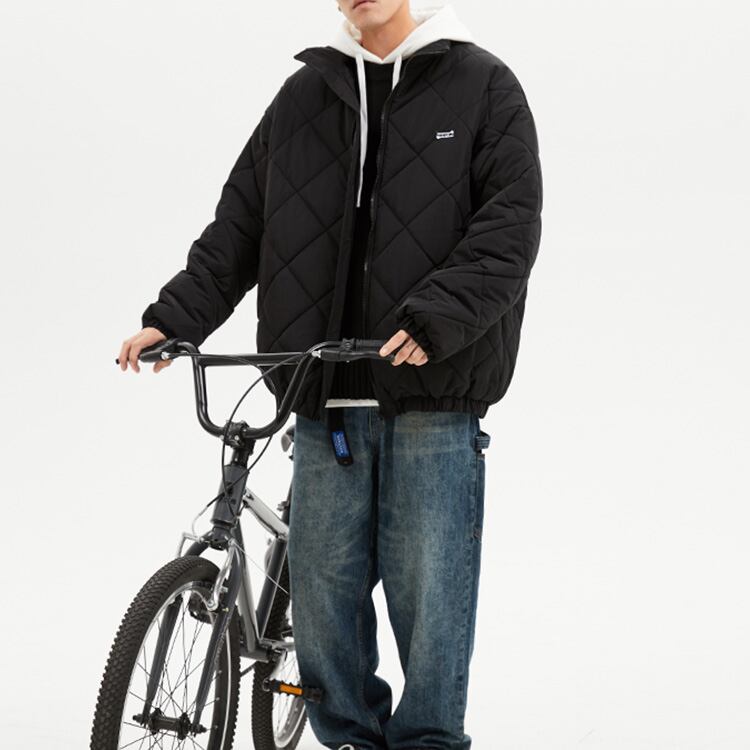 ★RETRO LOZENGE COTTON STAND COLLAR COAT　　　20372