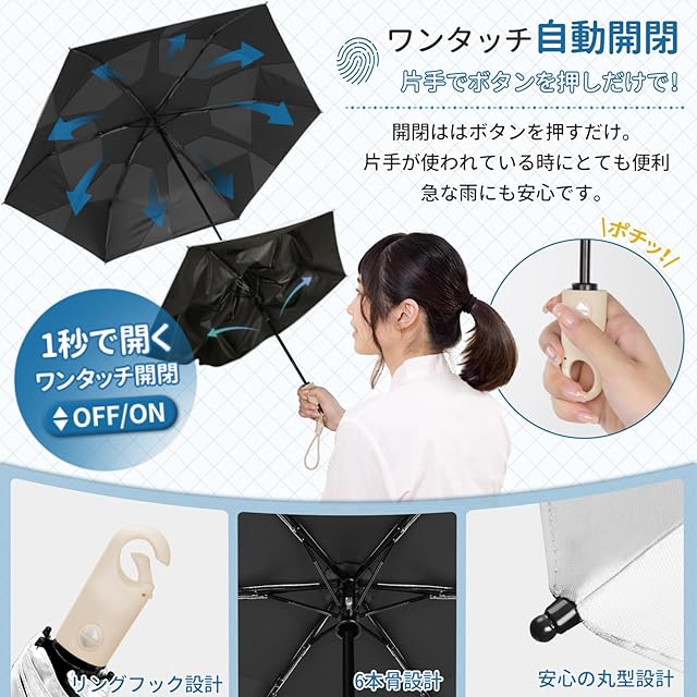 DSDCDJ 【形状記憶・3秒でたため】日傘 uvカット 100 遮光 折り畳み 超