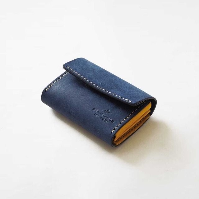 【残り1点】再販なし カードがたくさん入る ミニ財布【ブルー×イエロー】
