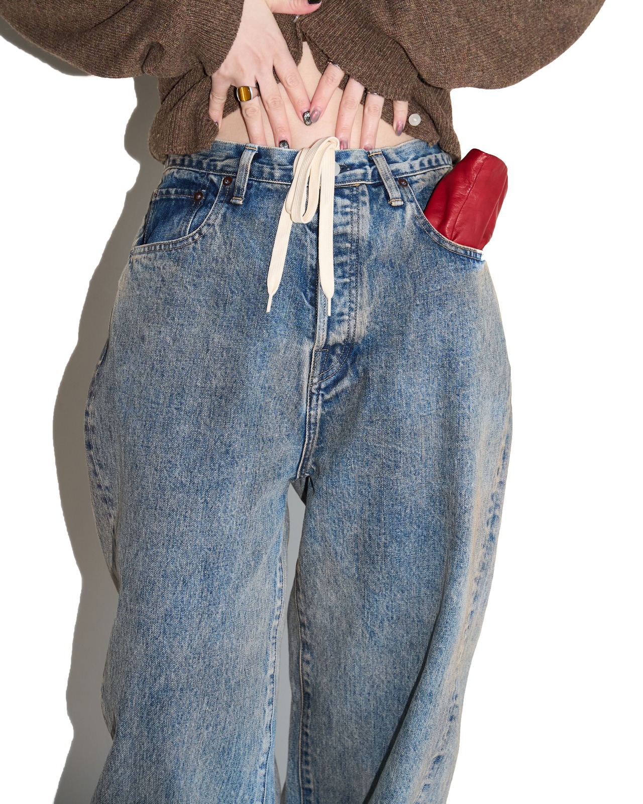 ssstein "TWIST SEAM BAGGY VINTAGE DENIM JEANS"