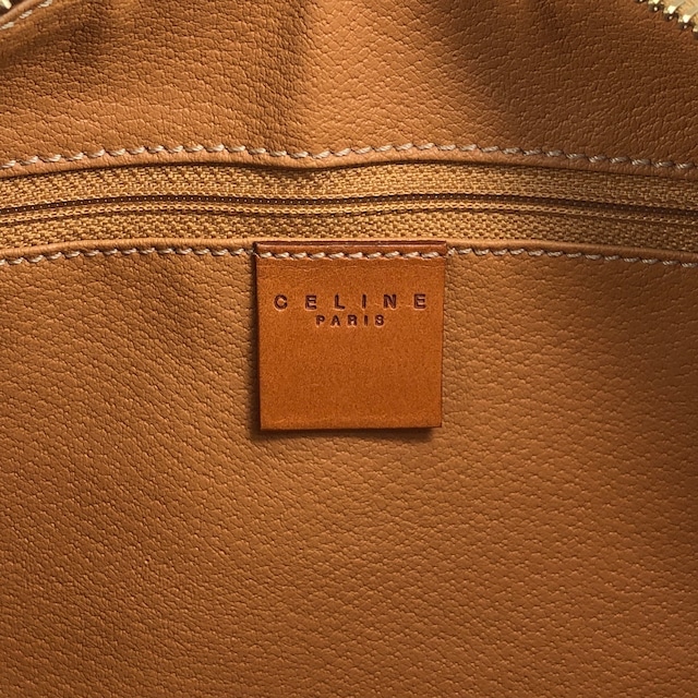 CELINE セリーヌ マカダム ショルダーバッグ ブラウン ブラゾン型押し PVC レザー 2way ボストンバッグ vintage ヴィンテージ オールド haxmcm