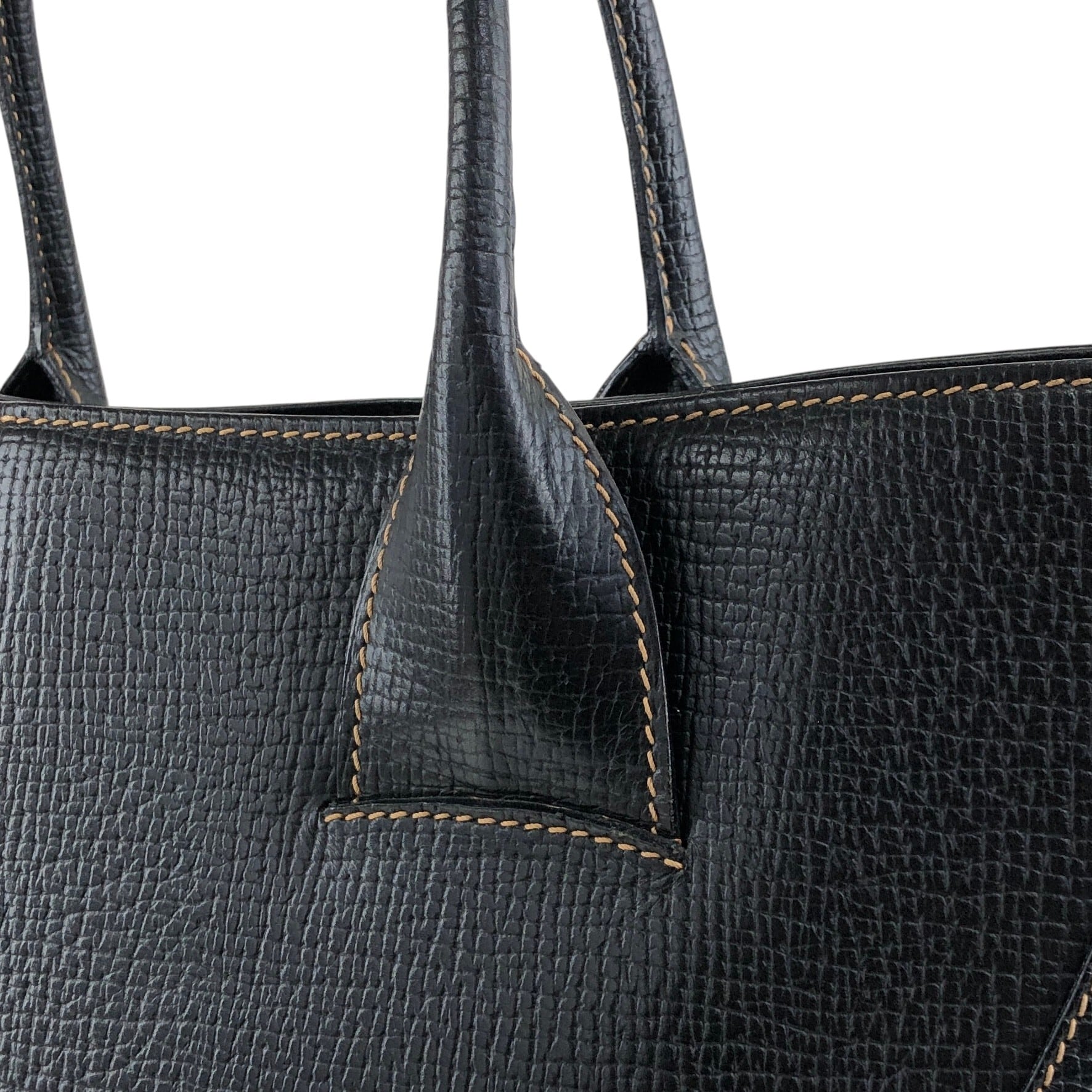 LOEWE ロエベ ハンドバッグ ブラック ロゴ型押し レザー トートバッグ