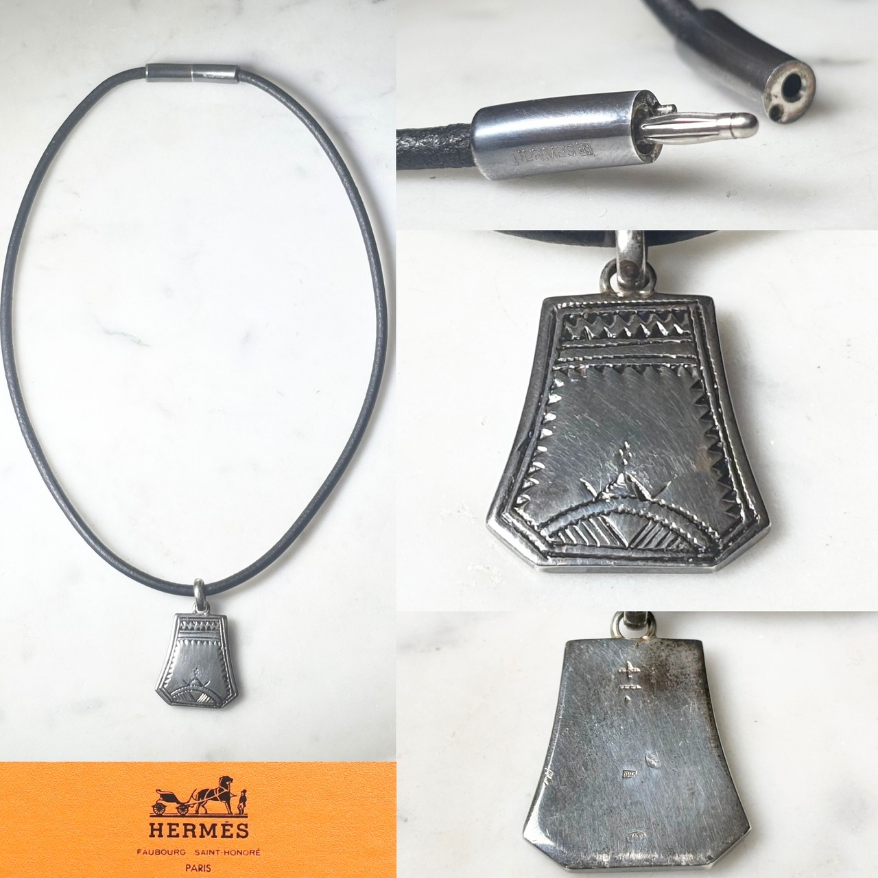 HERMES silver “Touareg” pendant necklace