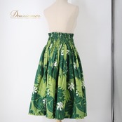 フラダンス 衣装 パウスカート グリーン系 モンステラ柄 ティアレ柄 ハワイアンプリント アロハ レッスン 練習 フラ ダンス ホワイト系 緑 黄緑 白 華やか 鮮やか かわいい おしゃれ シングル スカート 大人っぽい フラダンス衣装 ハワイ アロハスカート 華やか グリーン 大人かわいい アロハ柄 フラレッスン